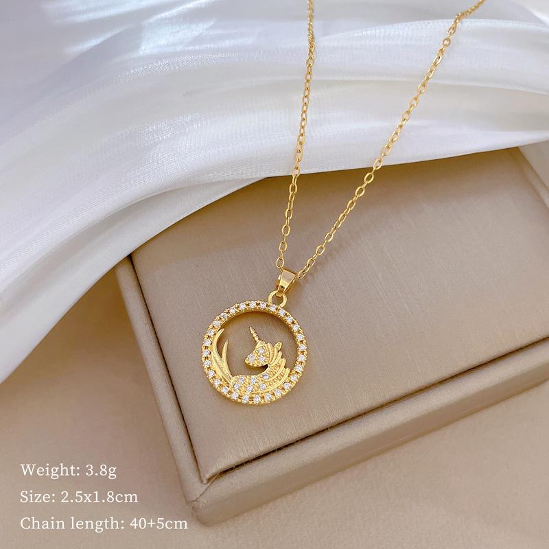 Lucky Necklace Women'S Copper Micro-Inlaid Real Gold Electroplating Simple And Exquisite Clavicle Chain Neck Chain