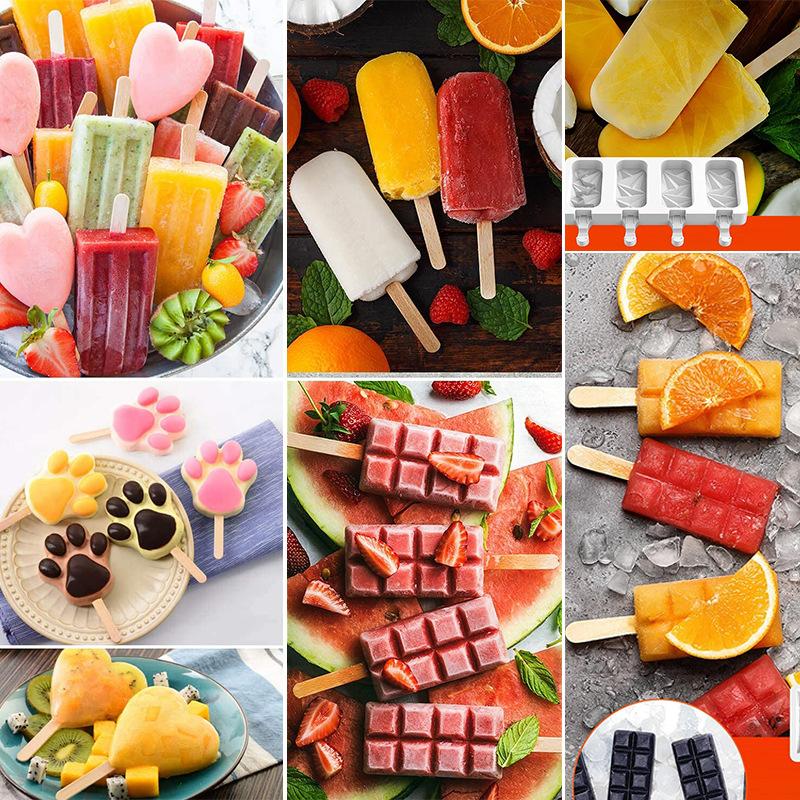 4 Cell Silicone Mold Ice Cream Mold Ice Tray Mold Popsicle Mold DIY Ice Cream Mould Ice Pop Maker Mould Ice Cube Tray Ice Mold