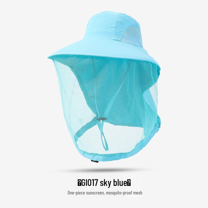 Men's Large Brim UV-Blocking Fishing Hat with Insect-Proof Net