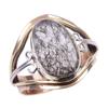 Natural Black Rutile Gemstone 925 Sterling Silver Jewelry Two Tone Ring S.9 O3n30