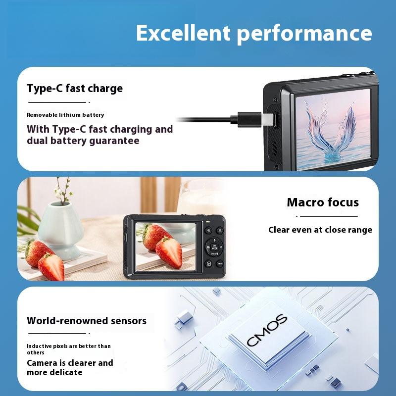 Portable Ccd Camera Campus Student Party 72 Million High Definition Card Machine 5k Shooting Digital Camera Home