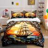 Sailing Ship Sunset Art Decor Kid'S And Adults' Bedroom Decor, Exquisite Three-Piece Bedding Set Gift