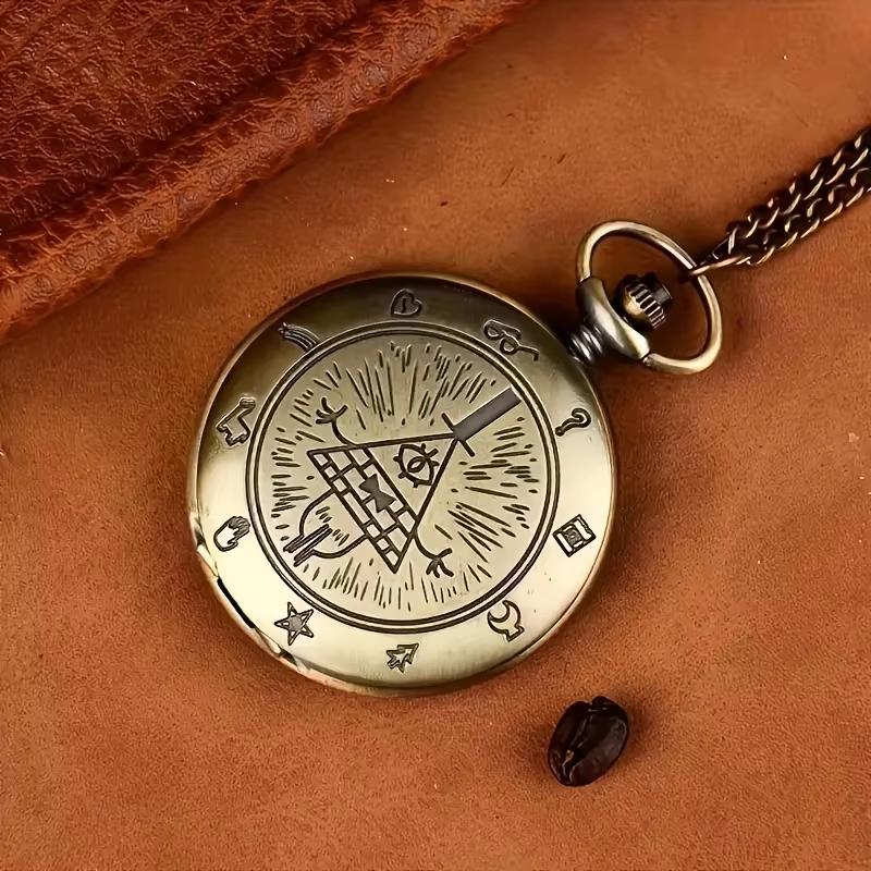 Weird town pocket watch triangle retro personality creative flip style retro couple neck necklace watch hanging watch