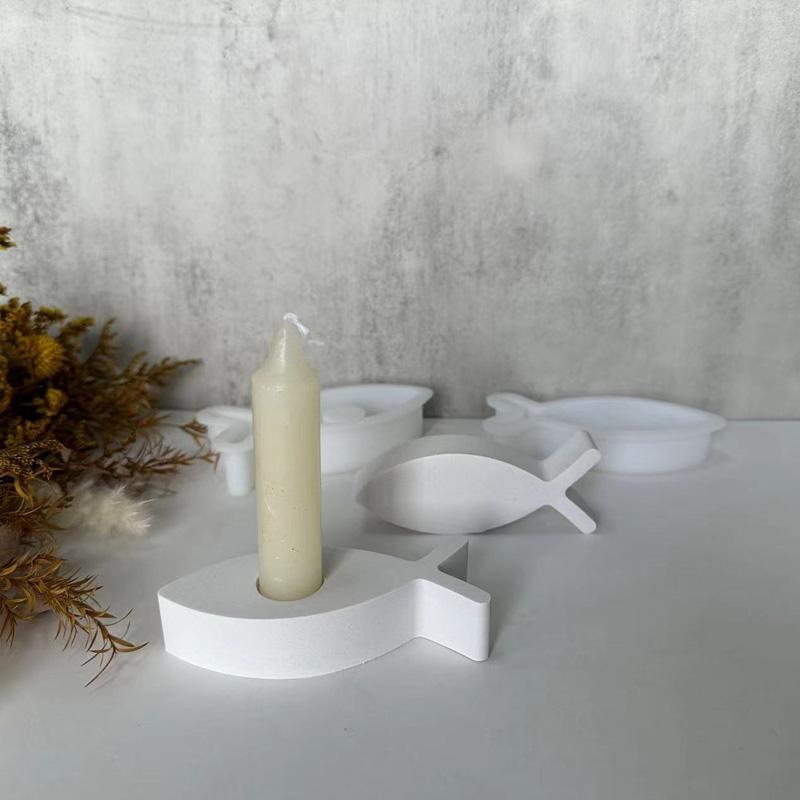 

1Pc DIY Fish Shape Home Decor Candle Holders Silicone Mold Plaster Candlestick