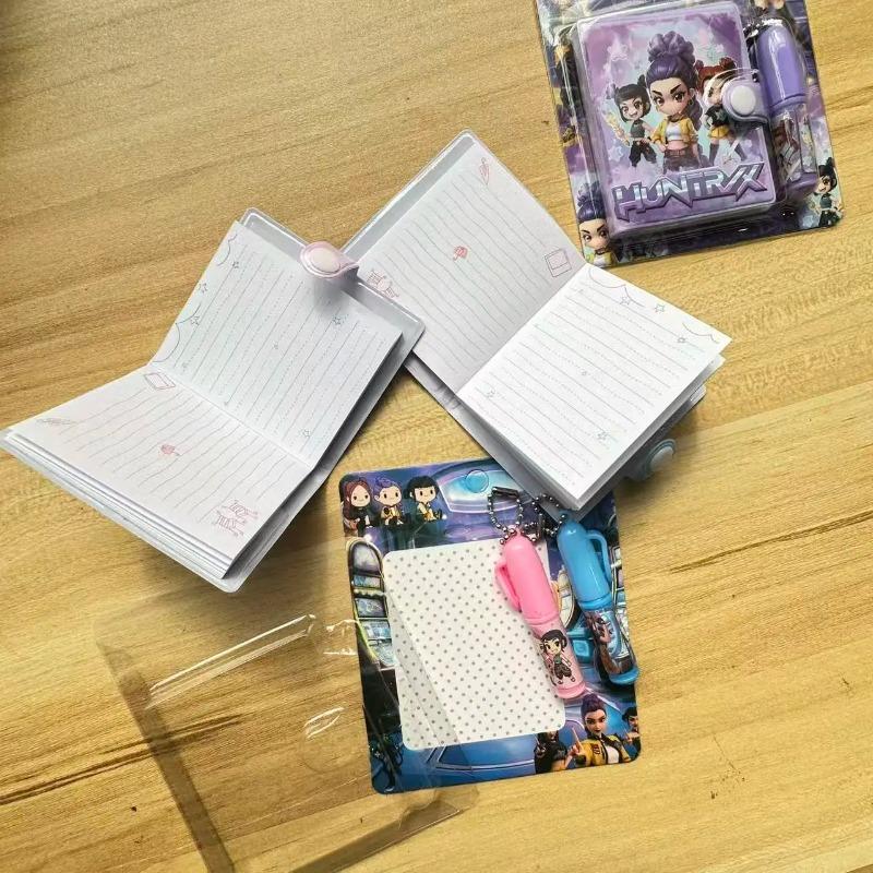 2\4Pcs New K Pop Devil Hunter Notebook Cartoon Stationery Set Book Ballpoint Pen Small Set Student Gift Stationery