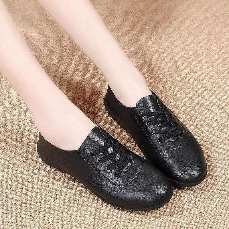 Women's Flats Lacing Black Driving Shoes Comfort Casual White Walking Minimalist Business Office Shoes Large Size