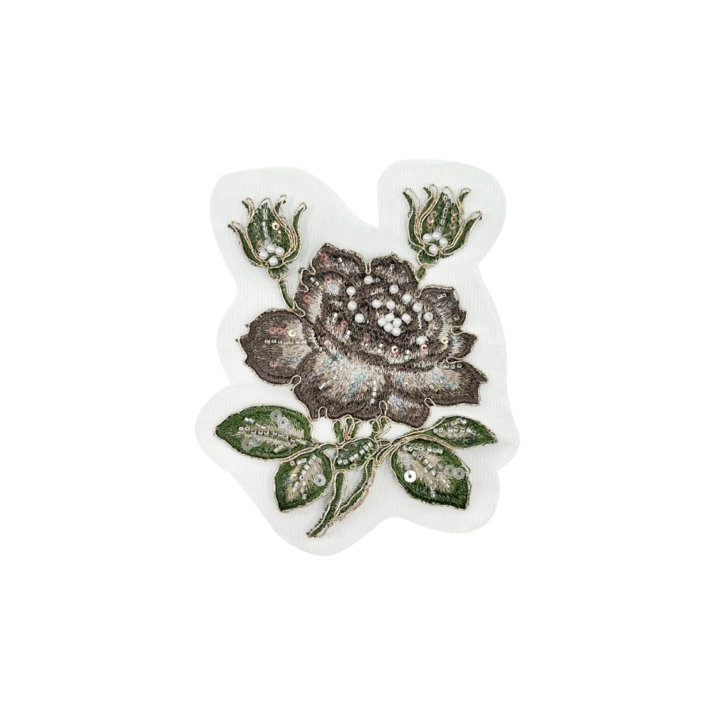 Ethnic Style Handmade Beads Three-Dimensional Embroidery Flower Applique Hanfu Horse Dress Cheongsam Decorative Cloth Sticker Accessories