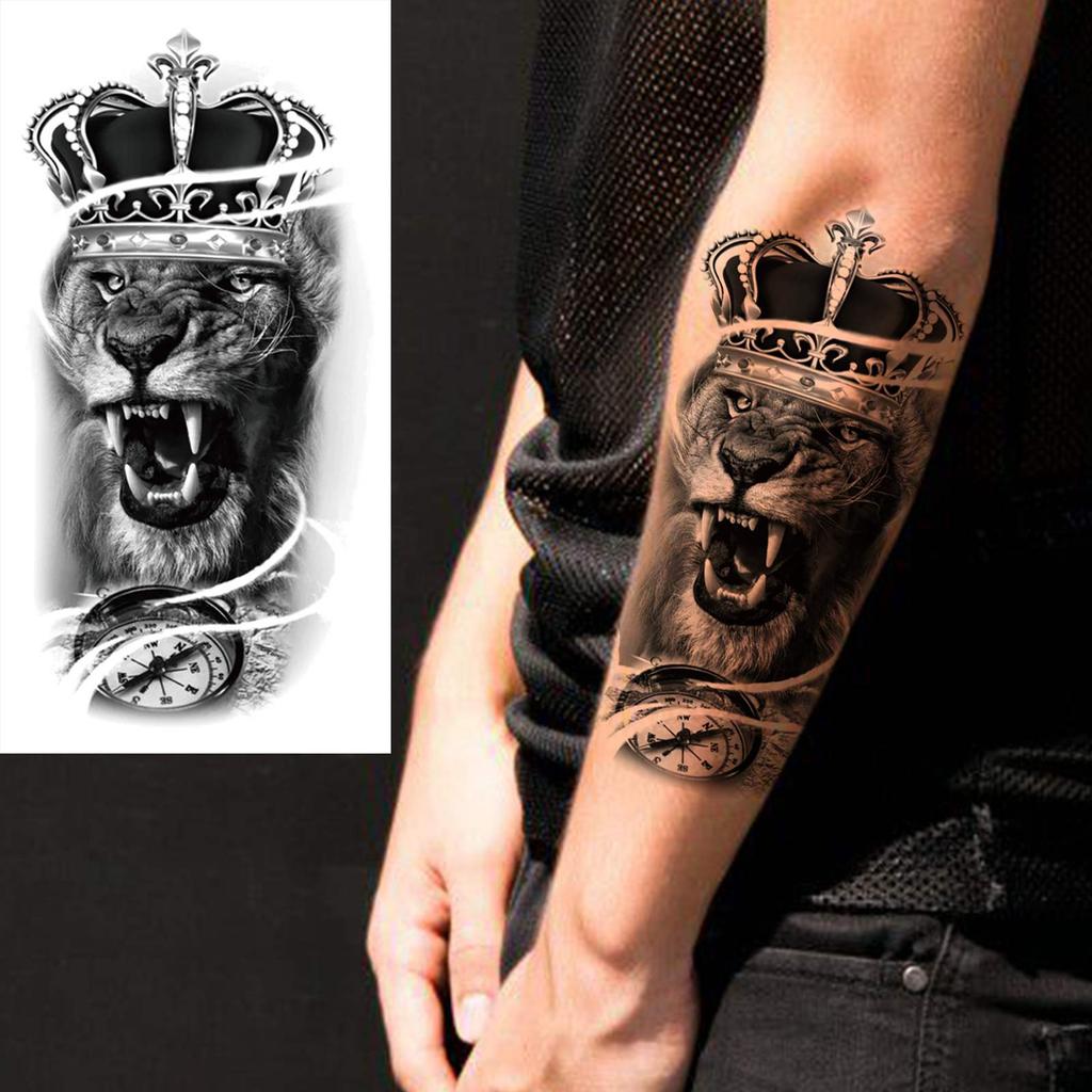 1 Sheet Wolf Lion Astronaut Temporary Tattoos For Men Women Adults Fake Tattoo Sticker Planet Galaxy Universe Outer Space