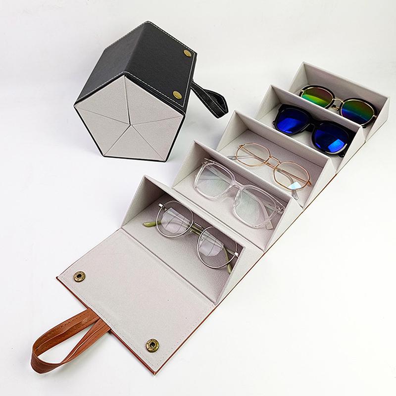 1Pc 2/3/4/5/6 Slots Foldable Eyeglasses Holder Storage Box Sunglasses Case Glasses Organizer Portable Glasses Case