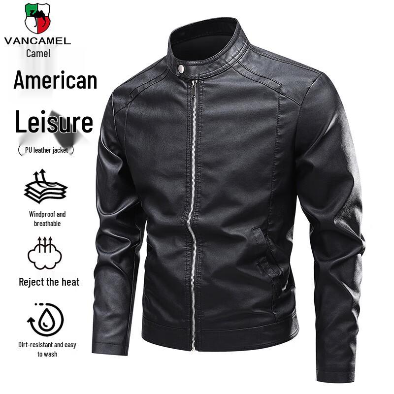 

VANCAMEL Men s Casual Faux Leather Jacket XL