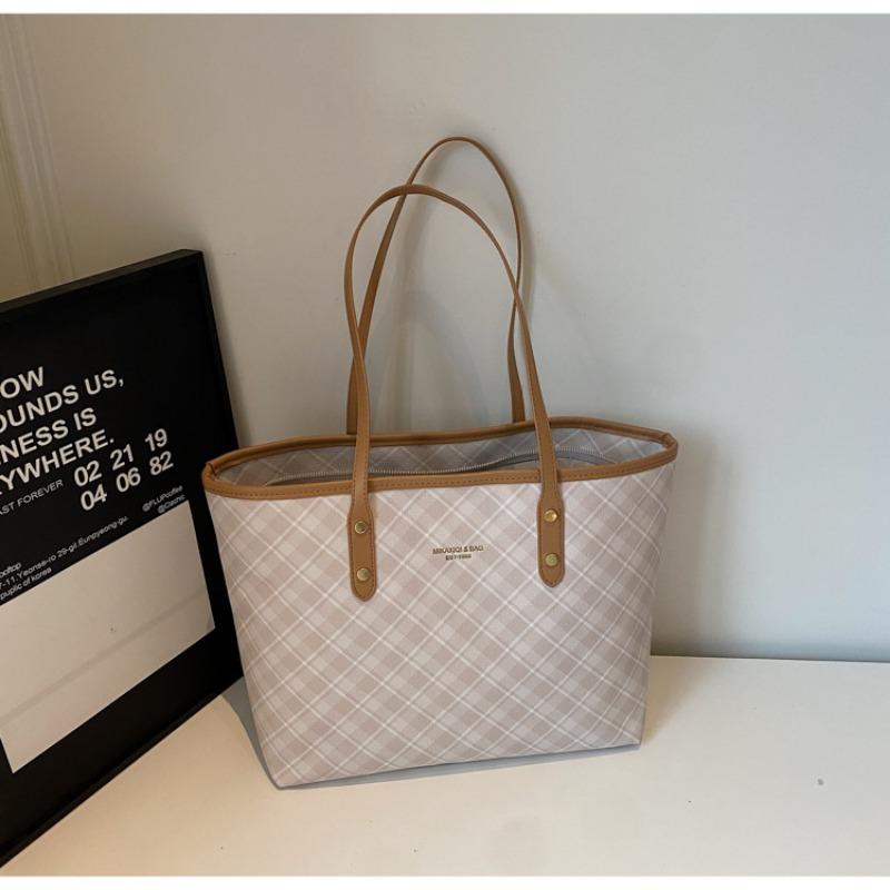 New women's bag commuting to work large capacity new retro fashion plaid commuting shoulder tote bag