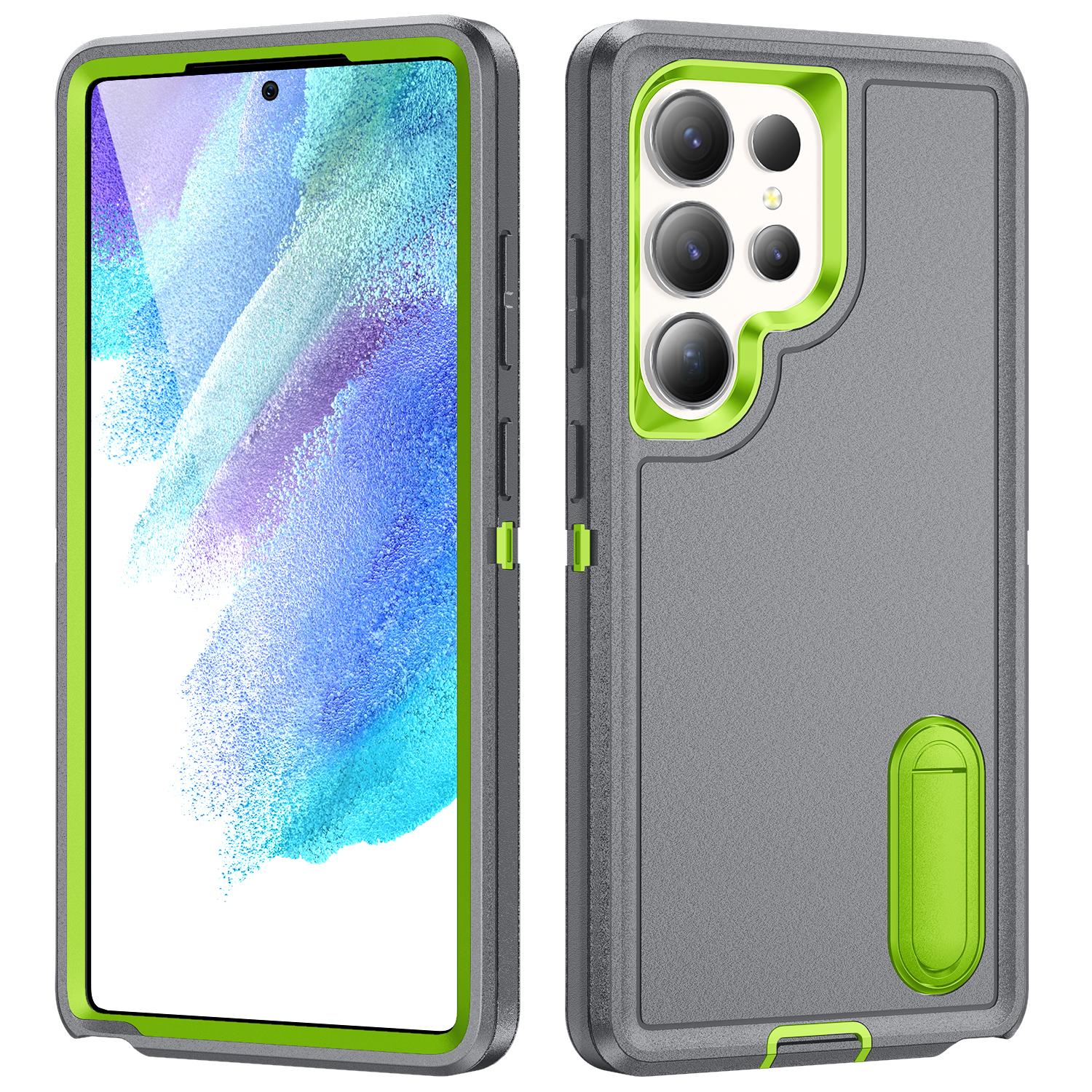 

For Samsung Galaxy S25 Ultra Case Kickstand Phone Cover PC+Silicone+EVA 3-in-1 Design E