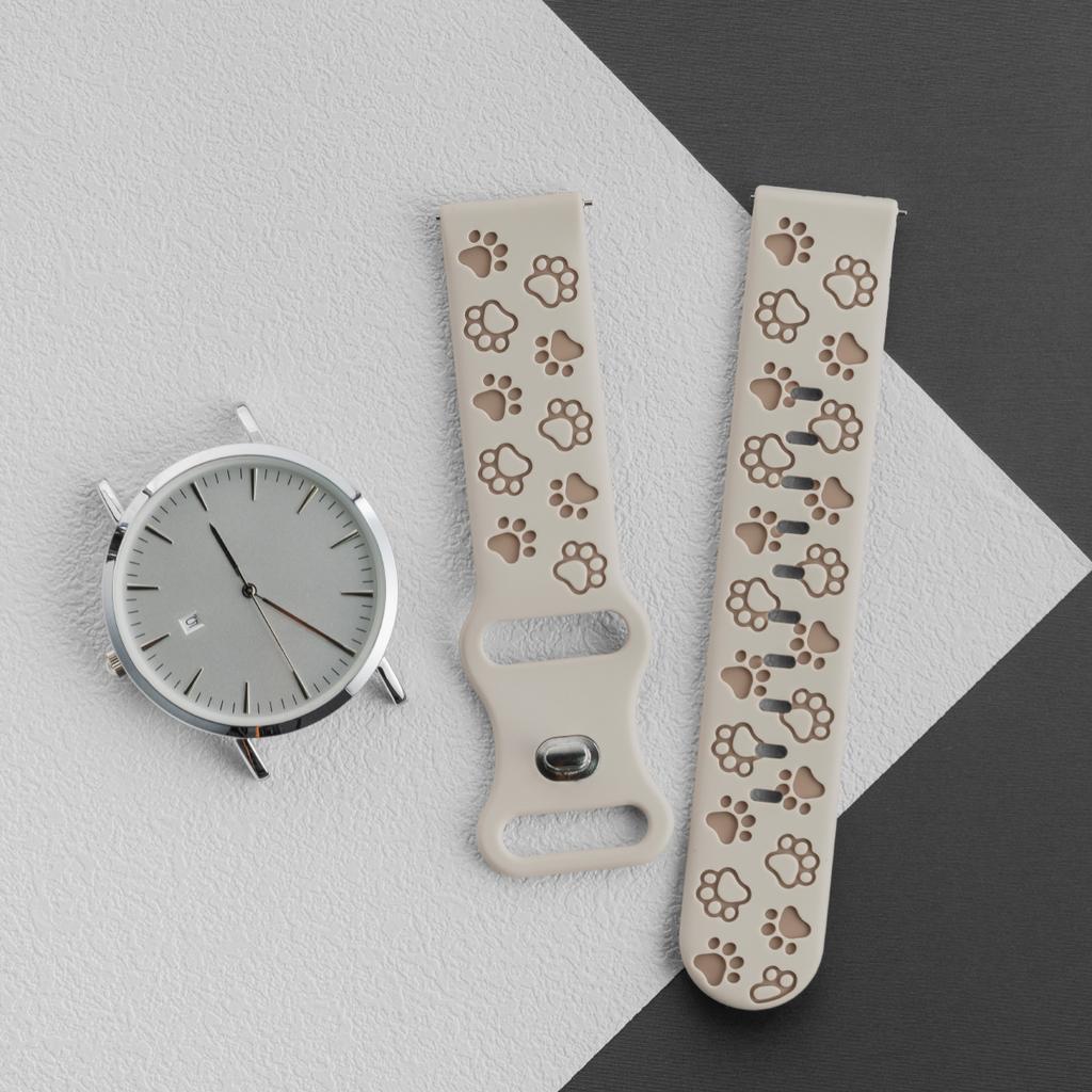 20mm Two-tones Silicone Strap for Samsung Galaxy 7/6/5/4 5pro 4/6classic Soft Sports Band for Huawei GT3/2 42MM Cat Paw Pattern