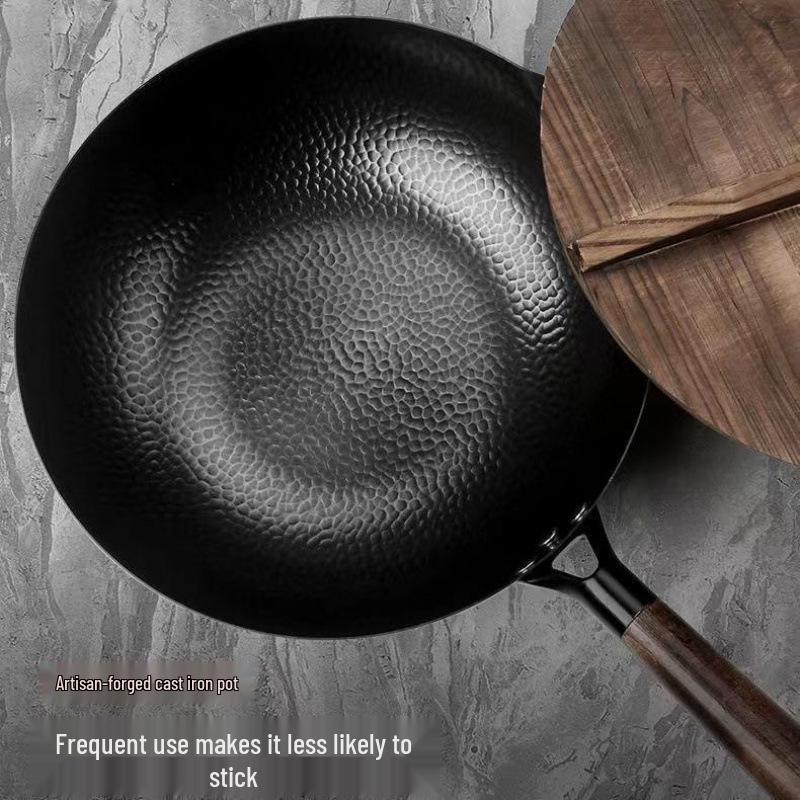 Zhangqiu Forged Iron Non-stick Wok for Induction & Gas Stoves