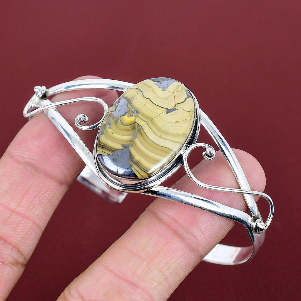 Schalenblende Cuff Bracelet Gemstone Bangle 925 Sterling Silver Bangle Unique Jewelry Adjustable Cuff Bracelet Handmade Bangle Gifts for Mom