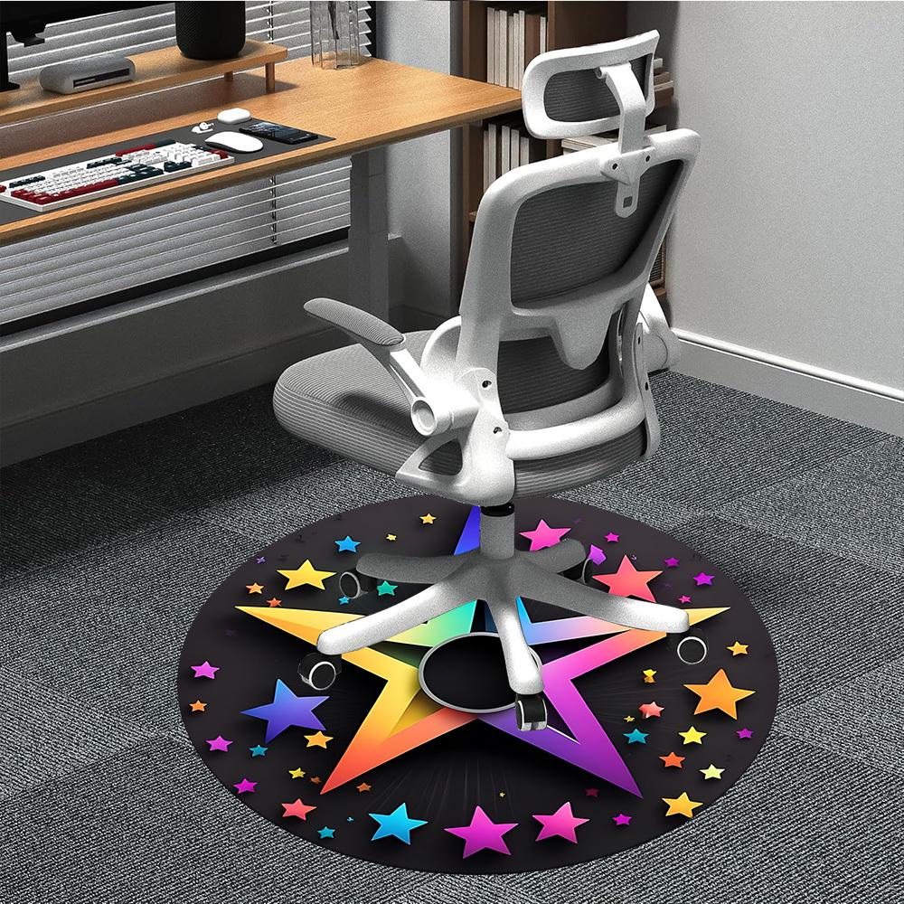 

1pc Colorful Star Pattern Chair Carpet for Office, Soft Comfortable Mat For Office, Living Room, Bedroom, Machine Washable Carpet yy251112016 80cm by 80cm