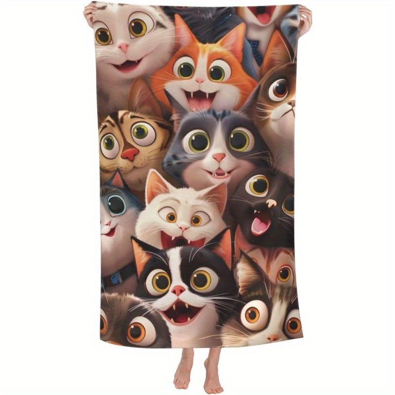 

Cute Cat Faces Bath Towel - Soft, Super Absorbent & Adorable Design for Everyday Use & Perfect Gift for Cat Lovers 50x100cm