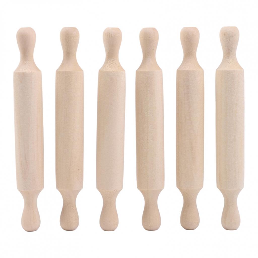 6pcs For Mini Wooden Rolling Pins 14x2cm for Children Baking and Craft Use