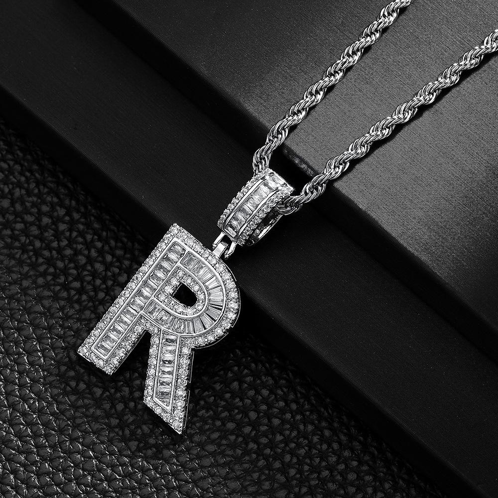 Letter Pendant Copper Inlaid Zircon Necklace Personalized Niche Design Men'S And Women'S Pendant Necklace