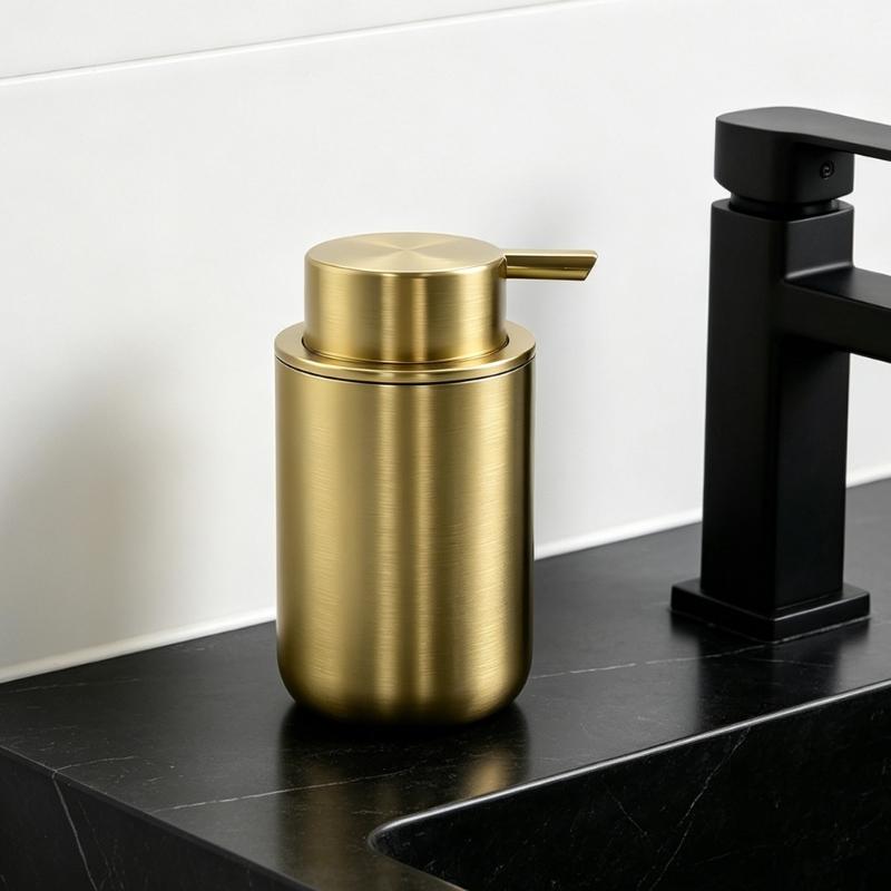 Stainless Steel Liquid Soap Dispenser Easy to Press Refillable Lotions Dispenser Bathroom Accessories Liquid Container