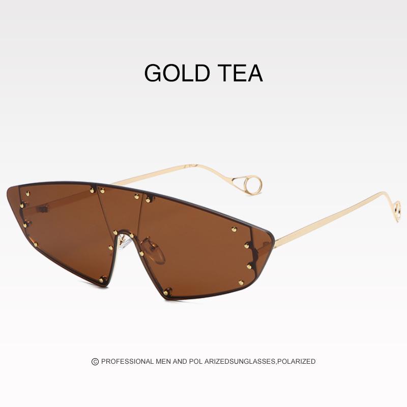 New Fashion Eye Protection Technology Future Women Irregular Mirror Rivet Glasses Vintage Sun Glass for Women Men UV400