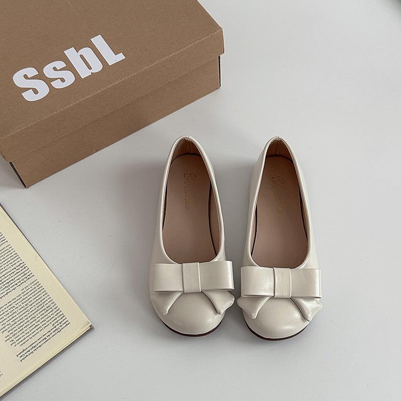

Classic gentle and versatile round head single shoes women s summer new bow commuter single shoes ballet shoes 40 бежевый