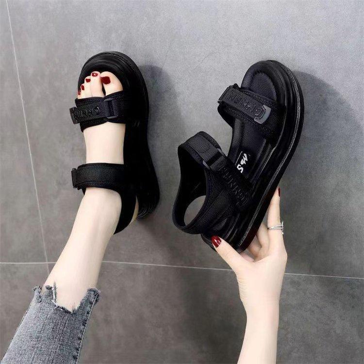 

Sports sandals summer new muffin thick-soled Velcro flat soft-soled beach shoes 40 чорний