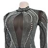 Abito da donna trasparente in rete con strass e perline - Stile europeo americano