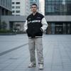 Li Ning Sports Lifestyle Series American Vintage Street Style Spliced Single-Breasted Long Sleeve Baseball Jacket Unisex Jacket Black AWDU779-2