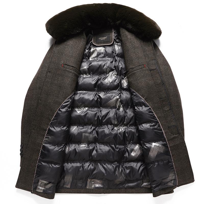 Podzimní a zimní nový pánský kabát Business Casual Oblečení pro tátu Odnímatelný bavlněný zateplený kabát s kožešinovým límcem Pánský kabát