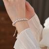 Charm Beaded Hand Bangle Elegant Double Layer Bracelet Sweet Pearl Crystal Bracelet  Gift