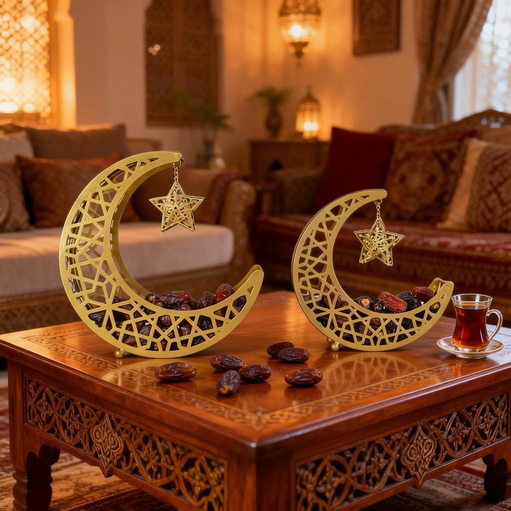 Fête du Festival de l'Aïd Ornement de Bureau Décorations Plateau Doré de Collations Décorations Islamiques Aïd Moubarak