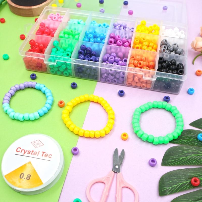 DIY Bracelet Making Set With Resin Beads Plastic Charm and Elastics String for Kids Adults Jewelry Craft Supplies
