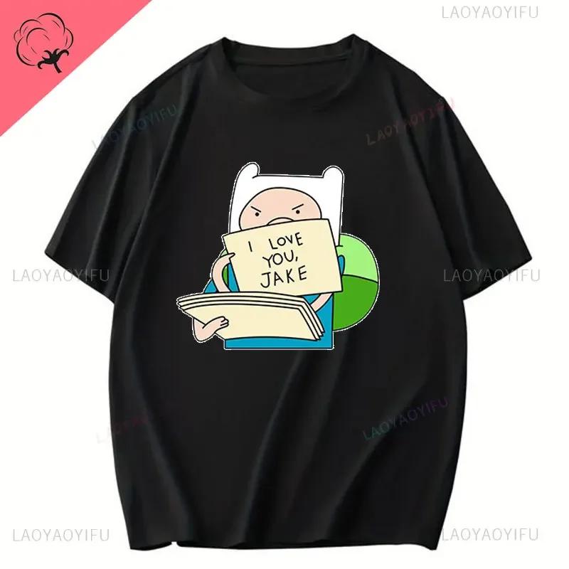 Fashionable Cotton T Shirt Adventure Time Cartoon Printing Shirt for Men Summer Street Wear New Trend Casual Unisex Clothes Tops