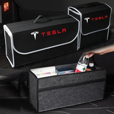 Car Trunk Storage Bag Felt Storage Box Large Capacity Can Be Folded Car Organizer Bag For Model 3 Model X Y Style Roadster