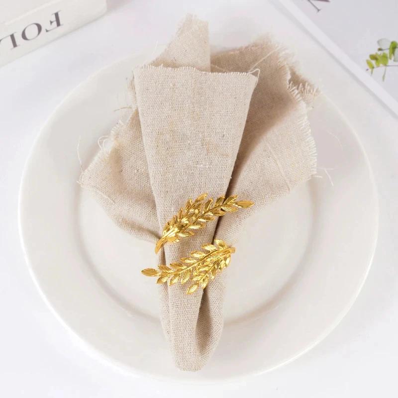 Gold Wheat Napkin Rings Metal Leaf Napkin Holder For Harvest Festival Fall Christmas Thanksgiving Dinner Table Decoration
