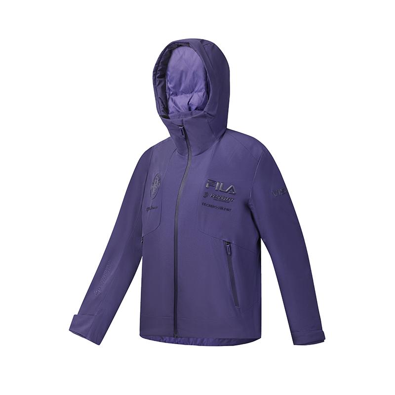 Fila Ski Series Classic Retro Casual Sports Versatile Warm Hooded Down Jacket Women Outerwear Ding-Rui-Purple A11W546908FDP