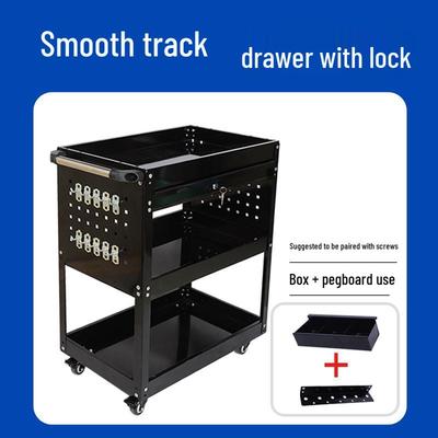 Mobile Three-Layer Tool Cart with Drawers for Auto Repair and Workshop Storage