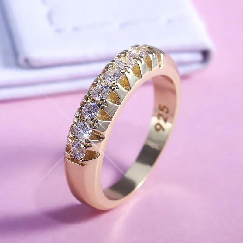 

Golden Color Halo Micro Paved Ring Casual Style Female Jewel 6-10 Size Range New High Quality Office Lady Accessories 2026 6&Gold-color белый