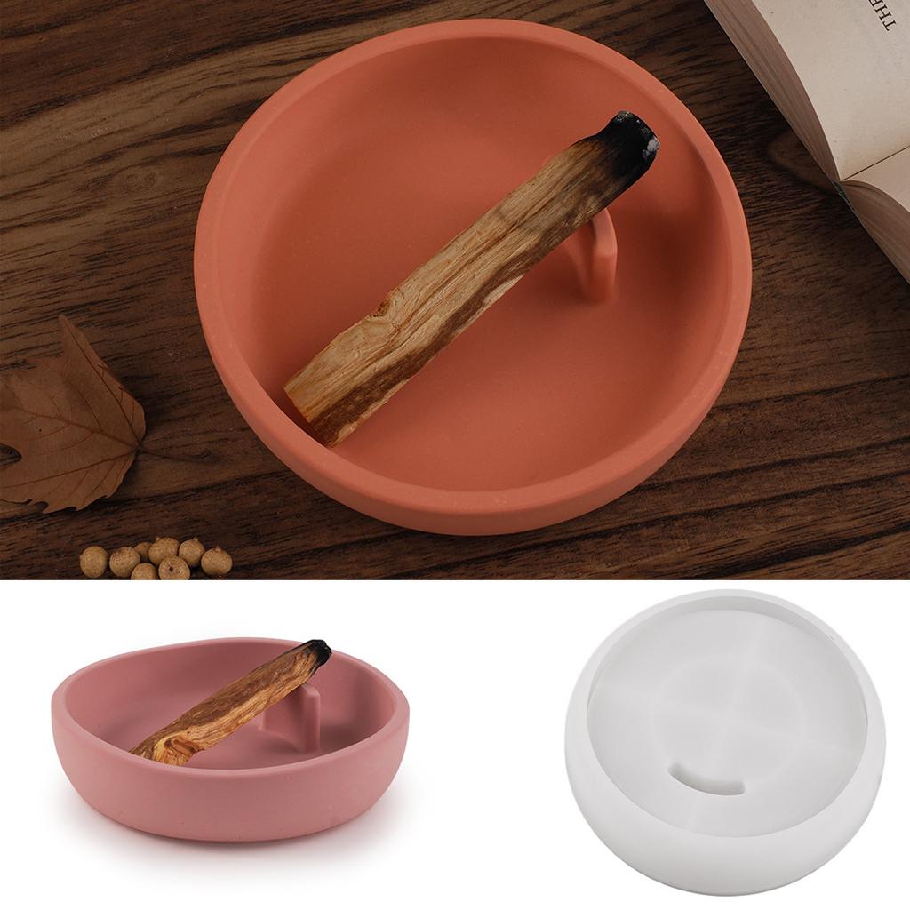 Round Shape Incense Plate Silicone Mold DIY Storag Tray Craft Gift Making Plaster Resin Ashes Catcher Casting Molds Home Decor