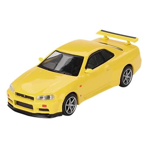 MINI GT 1/64 Nissan Skyline GT-R R34 V-Spec Lighting Yellow (Right-Hand Drive) Finished Product