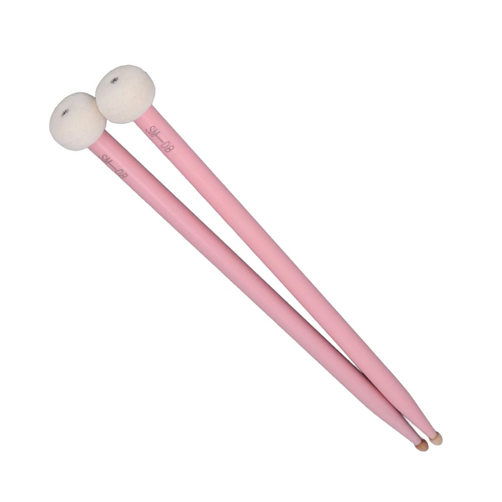 2Pcs Drum Mallet Felt Head Wooden Handle Non Slip Instrument Accessory Set Kit for Playing Pink