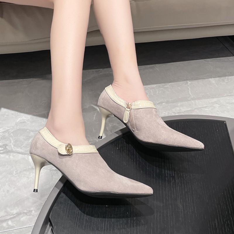 Women Boots  Winter New Fashion Shoes for Women Pointed Toed High Heels Ankle Boots Ladies Black Zip Sexy Shoes Zapatos