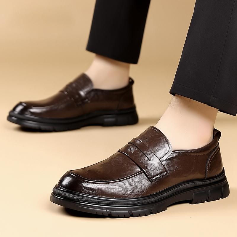 High Quality Cowhide Casual Shoes Handmade Loafers Men Footwear New British Style Dress Shoes Classic Leather Fashion Flats
