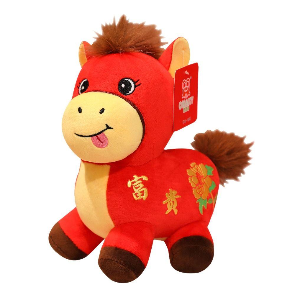 Soft Horse Mascot Stuffed Animal PP Cotton Chinese Horse Plush Doll  Chinese New Year Gift