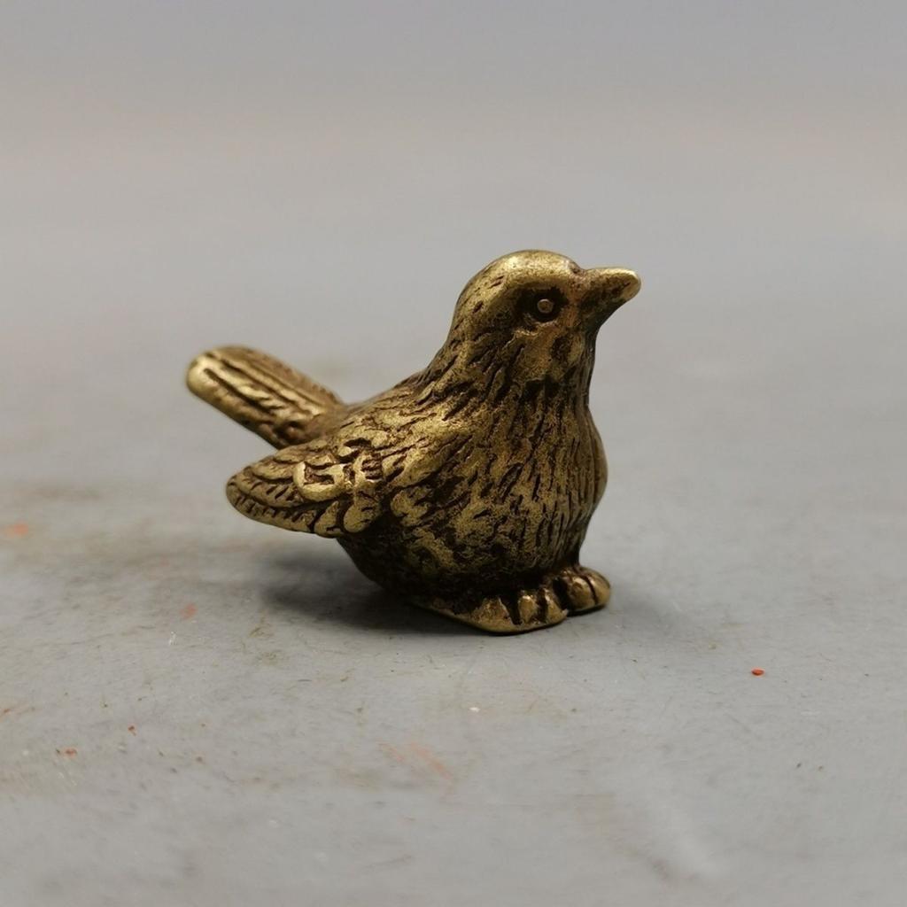 Elegant Brass Sparrow Tea Pet - Intricately Detailed Solid Brass Bird Figurine Versatile Indoor/Outdoor Decor Piece