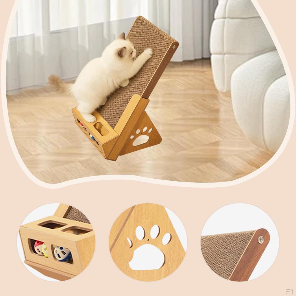 Vertical Cat Scratcher with Bell Ball Space Saving Kitten Scratching Board Cardboard for