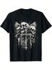 Skull Cross Y2K Goth Alt Grunge Gothic Emo Aesthetic T-Shirt Retro Streetwear High-quality Crew-neck Short-sleeved Men's T-shirt