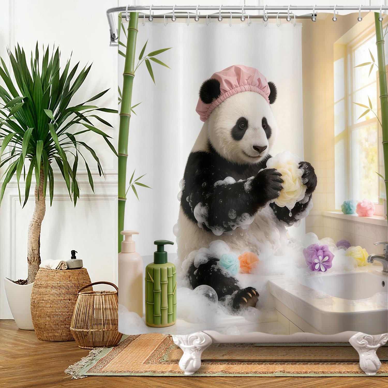 

Cute Animal Theme Waterproof Shower Curtain Adorable Animals Bathroom Decor with Hooks For Bathtub Bathroom Screens Home Decor W90 x H180cm