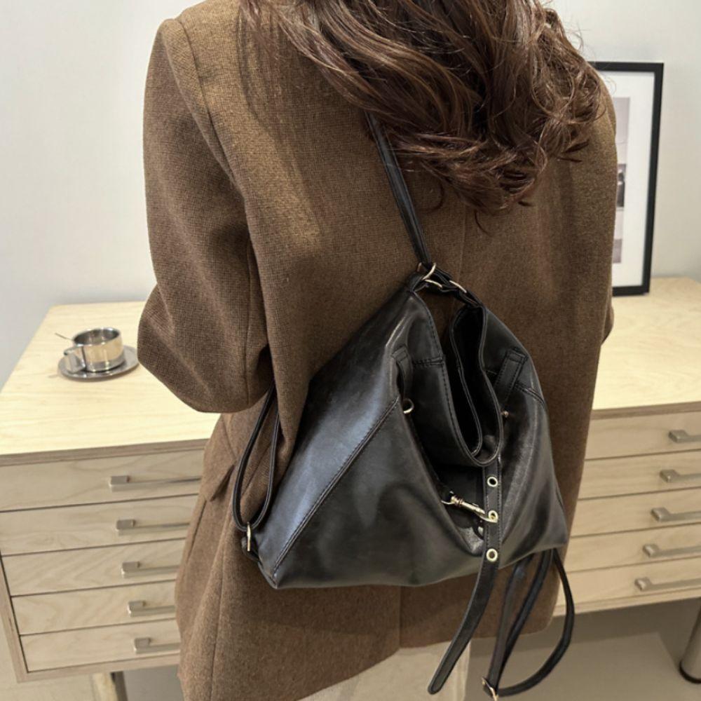 Leather Buckle Shoulder Bag New Design Women Backapck Casual Vintage Tote Bag Lady